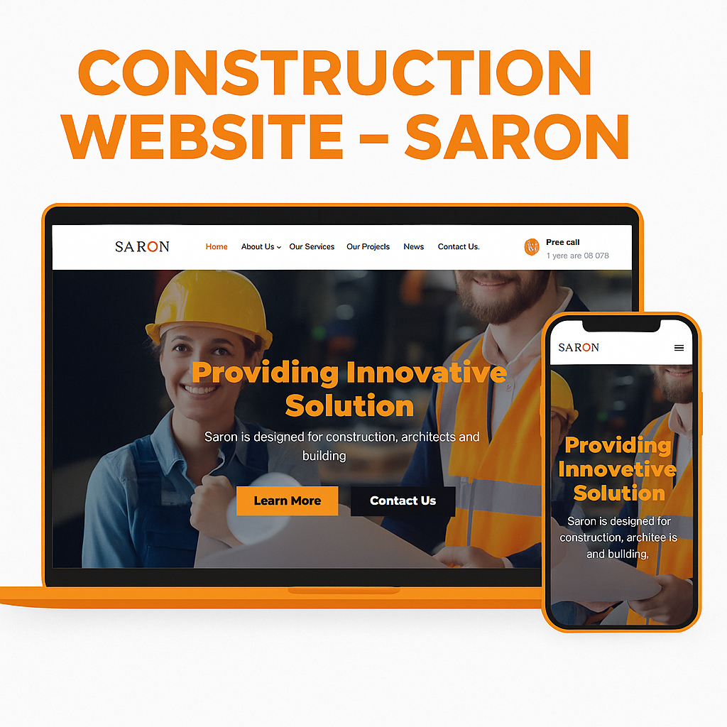 Construction WordPress website designed using Elementor
